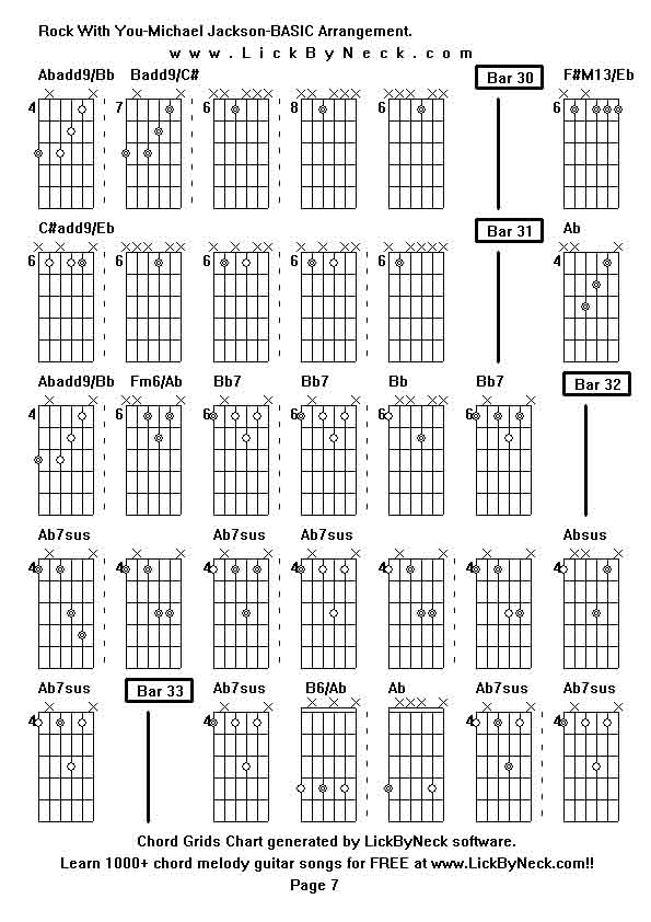 Chord Grids Chart of chord melody fingerstyle guitar song-Rock With You-Michael Jackson-BASIC Arrangement,generated by LickByNeck software.